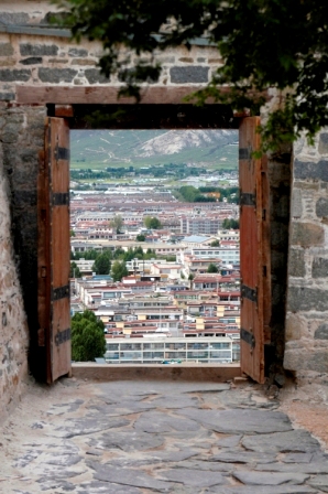 View of Lhasa from inside the Potala Palace