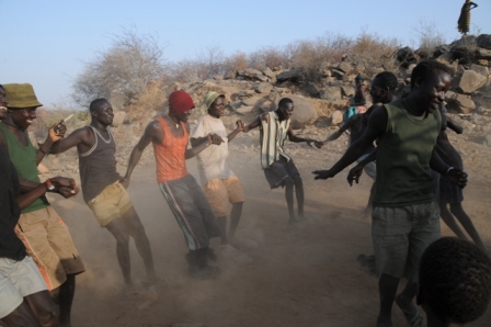 Turkana men dancing